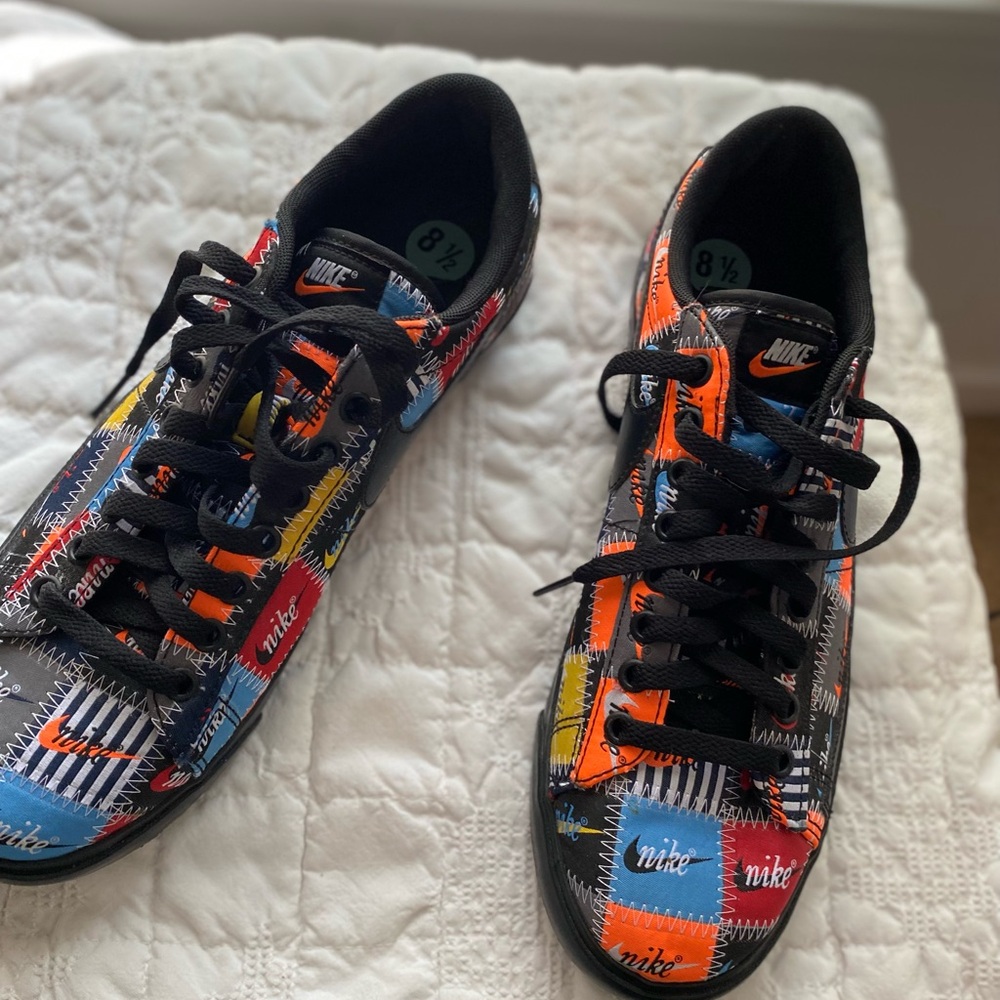 Nike Patchwork Low-Top Sneakers in Black, Red, Blue, Orange, Yellow, Cream - Picture 9 of 10